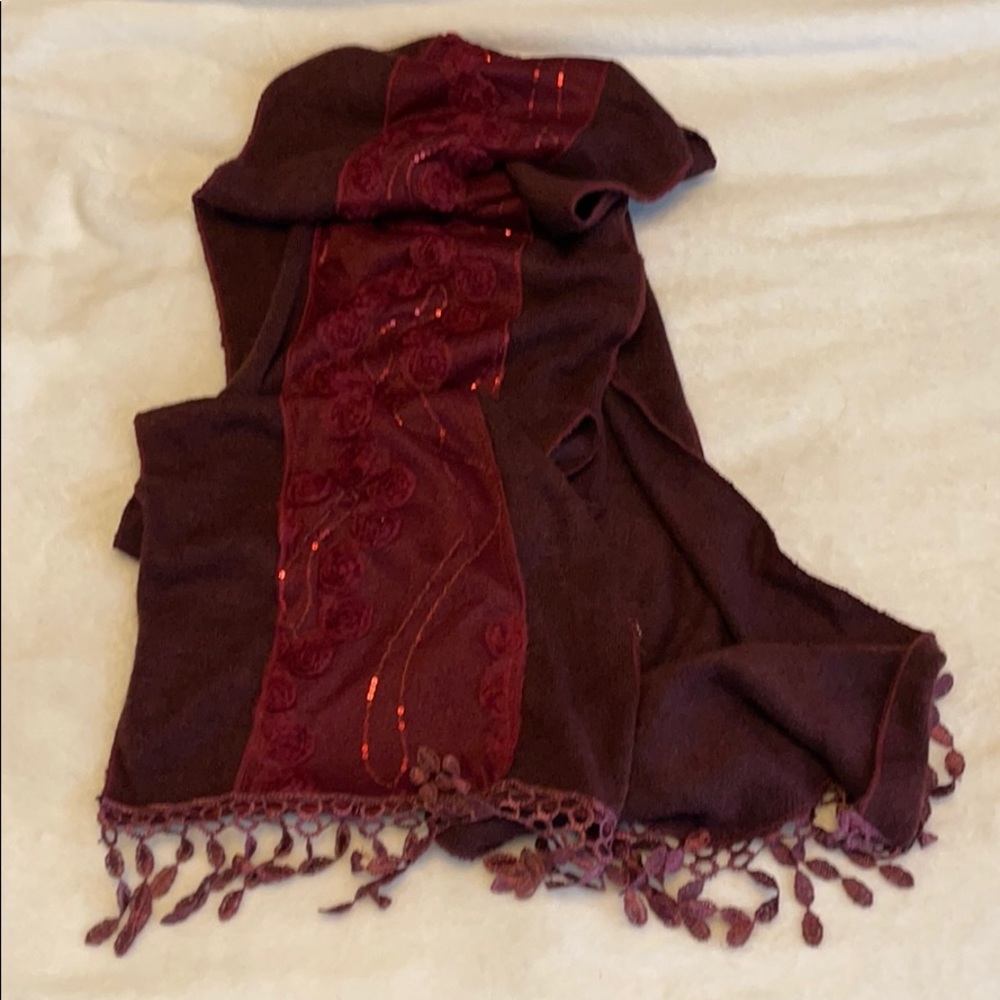 Full length embroidered scarf